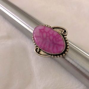 Pink Dragon’s Vein Agate Ring